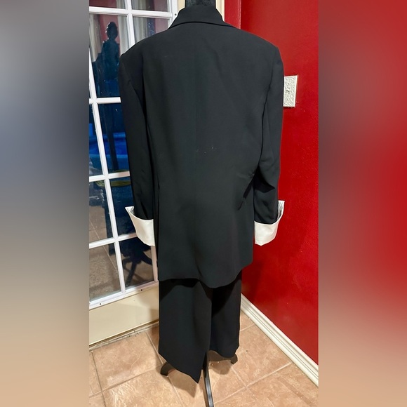 Vtg 80’s Daniela by Neicy’s Skirt Suit Black White Satin Rhinestone Lapel Sz 16 - Picture 11 of 14